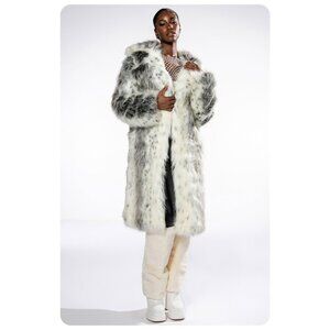 Azalea Wang Kyota Nights Long Faux Fur Jacket sz M